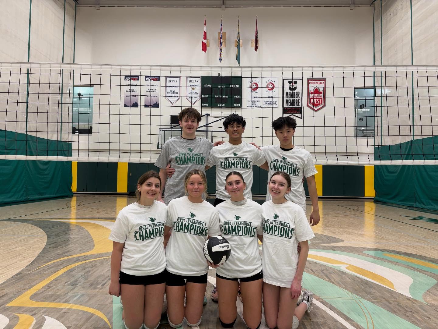 UNBC Intramurals athletes celebrating during winter finals week.